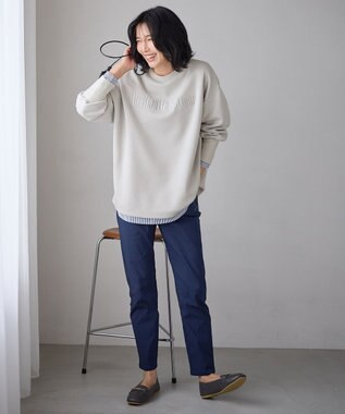 ANY L 【洗濯機可】エンブロイダリーロゴダンボールプルオーバー サンドベージュ