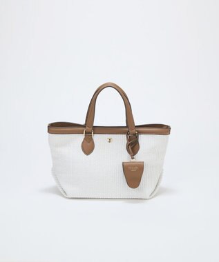 TOPKAPI 【Breath TOPKAPI】サングラスホルダー付き レザーコンビ カゴバッグ M ホワイト