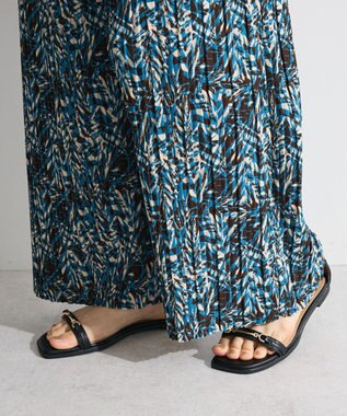 Green Parks セルフカットプリーツ柄パンツ Blue