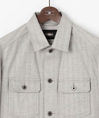 JOSEPH ABBOUD 【イタリア素材/ストレッチ】ヘリンボンモールスキンワーク ジャケット ライトグレー系