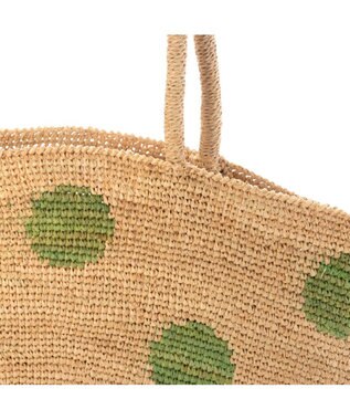 UNBILLION カシュカシュ cachecache / ドット柄ラフィアビッグトートバッグ カゴバッグ グリーン