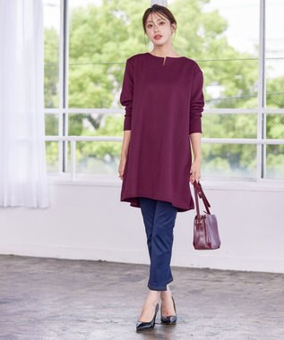 Tiaclasse 【洗える】裏起毛チュニック ワイン