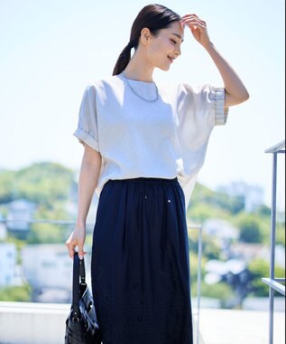 自由区 S 【人気素材・新色追加】ラスティックメッシュドルマンスリーブ Tブラウス ［新色］フラックスⅡ