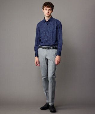 JOSEPH ABBOUD 【綿100％・ストレッチ・イージーケア】コンフォートジャージー プリント シャツ ネイビー系5