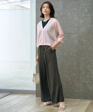 J.PRESS LADIES 【洗える・接触冷感・吸水速乾】Lightジョーゼット ワイド パンツ ダークブラウン系