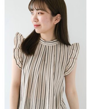 Green Parks ・ＥＬＥＮＣＡＲＥ　ＤＵＥ　ストライプフリルブラウス Beige