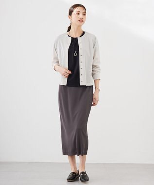 J.PRESS LADIES S 【洗える】ストレッチリブフェイス スカート スレート系