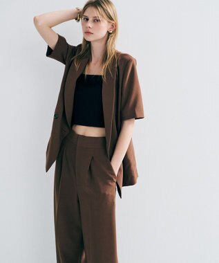 uncrave ウォッシャブルドライサップ ハーフスリーブジャケット キャメル