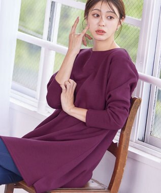 Tiaclasse 【洗える】裏起毛チュニック ワイン