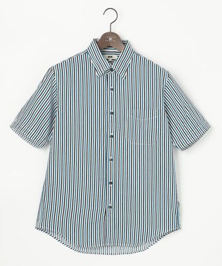 JOSEPH ABBOUD 【イージーケア】ストライプ 半袖シャツ ネイビー系1