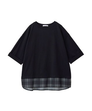 Green Parks ５分袖裾シアードッキングチュニック Black