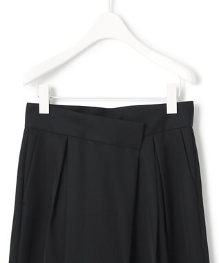 ICB 【洗える】シルフィルダブルクロス ワイドパンツ ブラック系