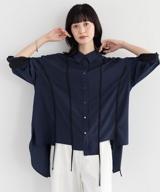 YECCA VECCA ストリングデザインシャツ Navy