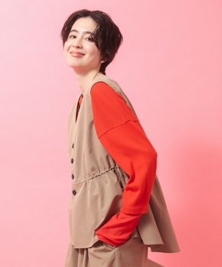 Green Parks 袖チュールリブプルオーバー Orange