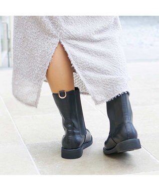 MODE ET JACOMO <carino>【レイン対応】サイドゴアショートブーツ ブラック