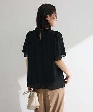Green Parks マジョリカプリーツショートスリーブブラウス Black