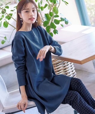 Tiaclasse 【洗える】裏起毛チュニック ブルー