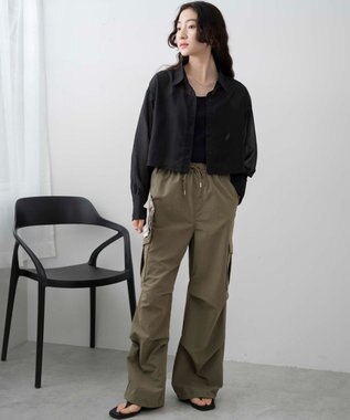 WEGO 【シワになりにくい】シアーショートシャツ ブラック