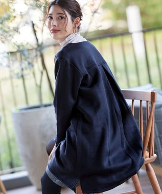 Tiaclasse 【洗える】裏起毛チュニック ネイビー
