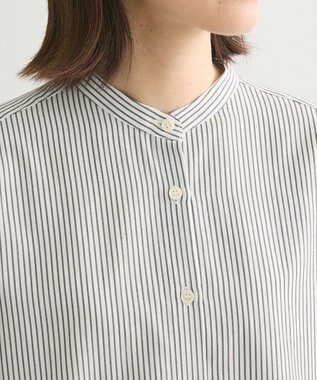 Green Parks バンドカラーストライプシャツ Stripe Black