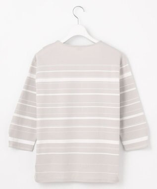 J.PRESS LADIES 【洗える】ポンチボーダー カットソー ライトグレー×ホワイト系1