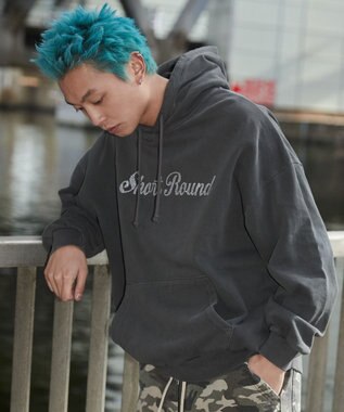 WEGO 【ユニセックス着用ITEM】ピグメントラメグラフィックプルパーカー スミクロ