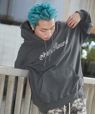 WEGO 【ユニセックス着用ITEM】ピグメントラメグラフィックプルパーカー スミクロ