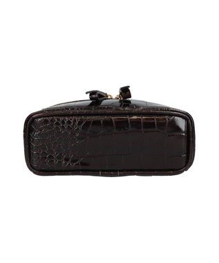 INTER-CHAUSSURES 【CHRISTIAN VILLA】ボックスシルエットミニハンドバッグ ダークブラウン型押