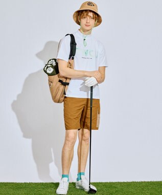 PW CIRCULUS 【吸水速乾 / UV遮蔽率99% UVカット / ストレッチ】【MEN】バックメッシュポケットモックT ゴルフ ホワイト系