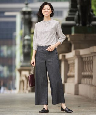 J.PRESS LADIES L チェックプリント スリットフリルネック カットソー ライトグレー系5