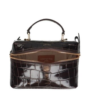 INTER-CHAUSSURES 【CHRISTIAN VILLA】ボックスシルエットミニハンドバッグ ダークブラウン型押