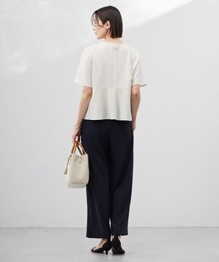 J.PRESS LADIES 【洗える・抗菌防臭・吸水速乾】サッカージャージー ペプラム カットソー オフ×イエロー系