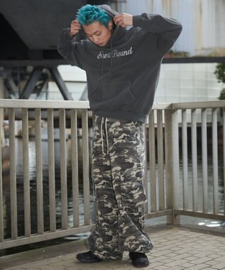 WEGO 【ユニセックス着用ITEM】ピグメントラメグラフィックプルパーカー スミクロ