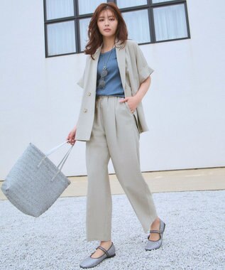 ANY 【洗濯機可/セットアップ可/UVケア/速乾/イージーケア】サラサラテックリネン半袖テーラードジャケット グレージュ