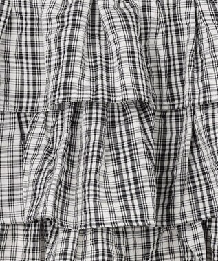 ANY KIDS 【洗濯機可能】ティアード チェックスカパン ブラック