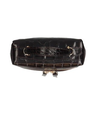 INTER-CHAUSSURES 【CHRISTIAN VILLA】ボックスシルエットミニハンドバッグ ダークブラウン型押