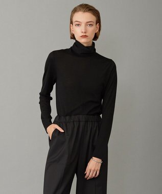 ICB 【洗える】 スムージータートル ニット ブラック系