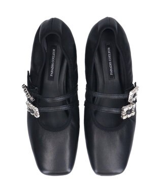 Bridget Birkin 【PARADIS COULEUR】ビジューバックルダブルストラップバレエ ブラック