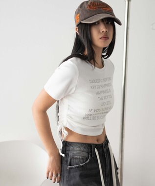 WEGO グラフィックサイドドロストリブちびT ホワイト