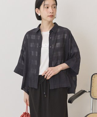 AMERICAN HOLIC シアーチェックショート丈シャツ Black