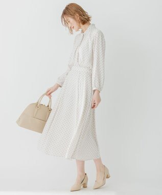 23区 L 【洗える】トライアングルプリント スカート ベージュプリント