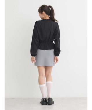 earth music&ecology ピンタックフリルブラウス Black