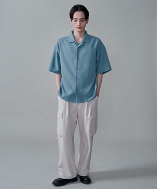 WEGO 【速乾/しわになりにくい/MLサイズ展開】ドライポリオープンカラーシャツ（SS） サックス