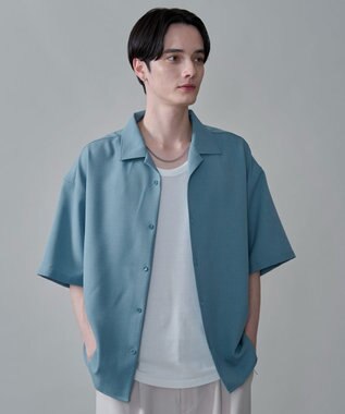 WEGO 【速乾/しわになりにくい/MLサイズ展開】ドライポリオープンカラーシャツ（SS） サックス