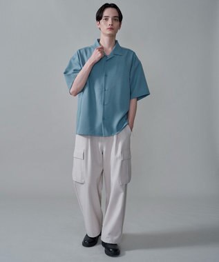 WEGO 【速乾/しわになりにくい/MLサイズ展開】ドライポリオープンカラーシャツ（SS） サックス