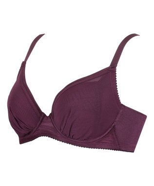 WACOAL 【小さく見せるブラ】 シンプル ブラジャー 着やせ効果 コンパクトにメイク バストの突出をおさえる 背中の段差を軽減 大きいサイズ レディース BRB452 /ワコール ワイン