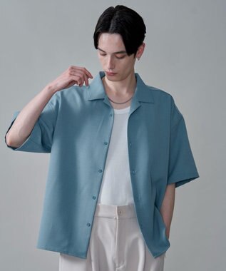 WEGO 【速乾/しわになりにくい/MLサイズ展開】ドライポリオープンカラーシャツ（SS） サックス