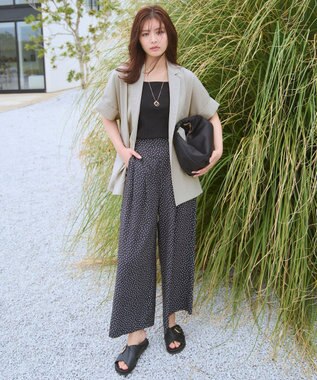 ANY 【洗濯機可/セットアップ可/UVケア/速乾/イージーケア】サラサラテックリネン半袖テーラードジャケット グレージュ