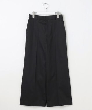 自由区 S 【UVカット・接触冷感・洗える】コットンサテンクロップド丈ワイドストレート パンツ ブラック