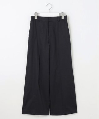 自由区 S 【UVカット・接触冷感・洗える】コットンサテンクロップド丈ワイドストレート パンツ ネイビー